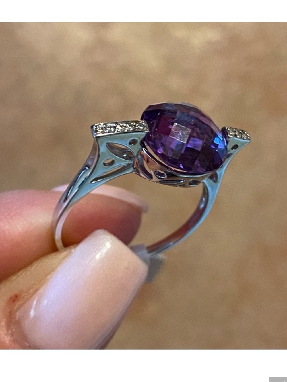 Peora Sterling Silver CZ Alexandrite Ring Size 8